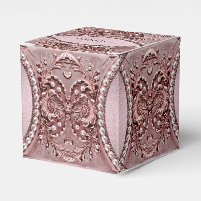 Pink Flower Favor Box (Front Side)