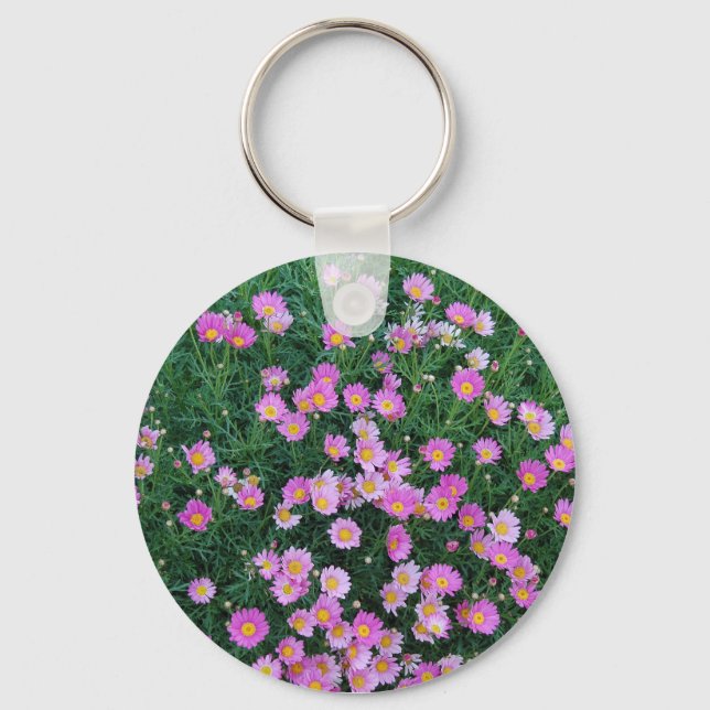 Pink Flower Field Keychain (Front)