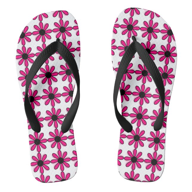 Pink Flower Flip Flops (Footbed)