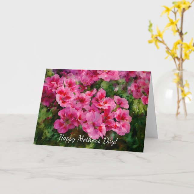Pink Flower Floral Art Mother's Day Card (Yellow Flower)