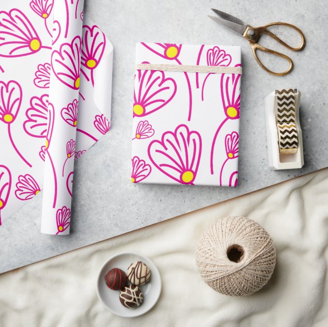 Pink Flower Floral Flowers Wrapping Paper (Crafts)