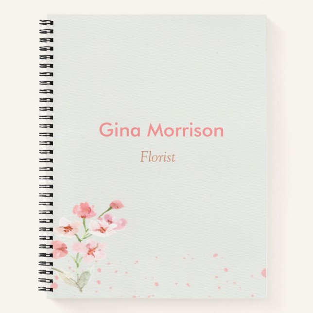 Pink flower floral grey notebook (Front)