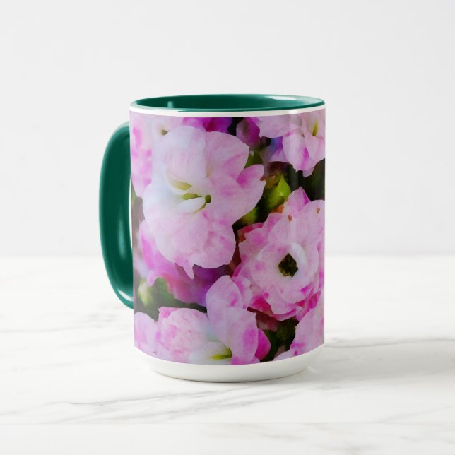 Pink Flower Floral Watercolor Art Mug Cup (Front Left)