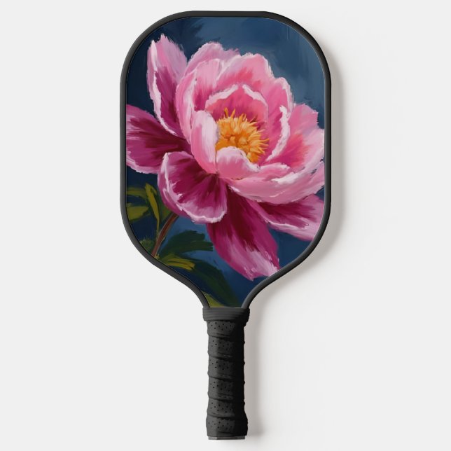 Pink Flower Floral Watercolor Painting Pickleball Paddle (Front)