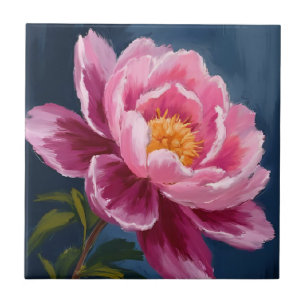 Pink Flower Floral Watercolor Painting Tile