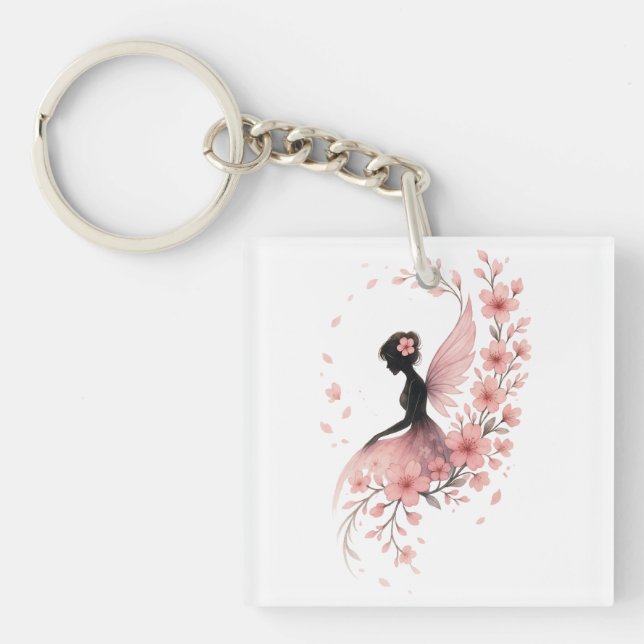 Pink Flower Flower Fairy of Sakura Key Ring (Front)