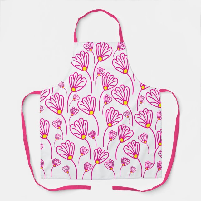 Pink Flower Flowers Floral  Apron (Front)