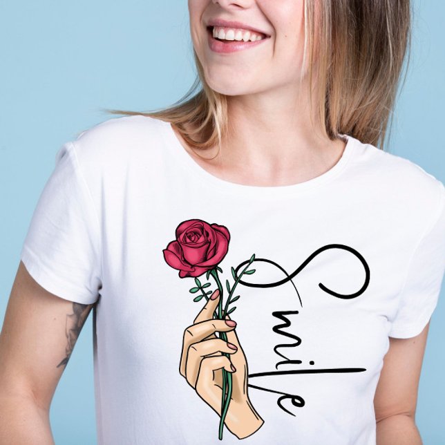Pink Flower for a smile cute motivational quote T-Shirt (Creator Uploaded)