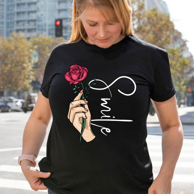Pink Flower for a smile cute motivational quote T-Shirt (Creator Uploaded)