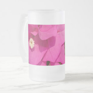 Pink Flower Frosted 16 oz Frosted Glass Mug