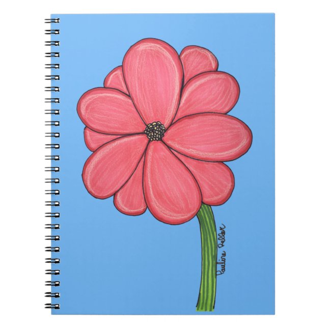 Pink Flower Full with Blue background Notebook (Front)