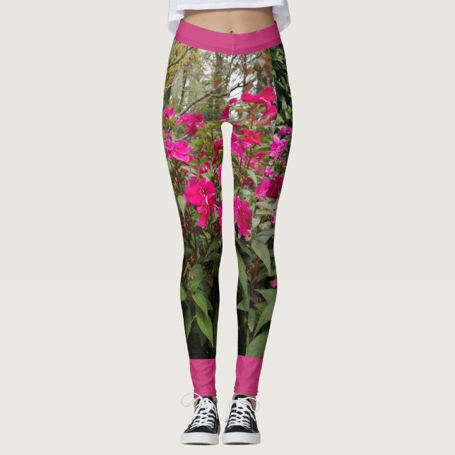 Pink Flower Garden Leggings (Front)