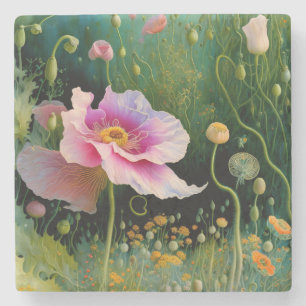 Pink Flower gift box Stone Coaster