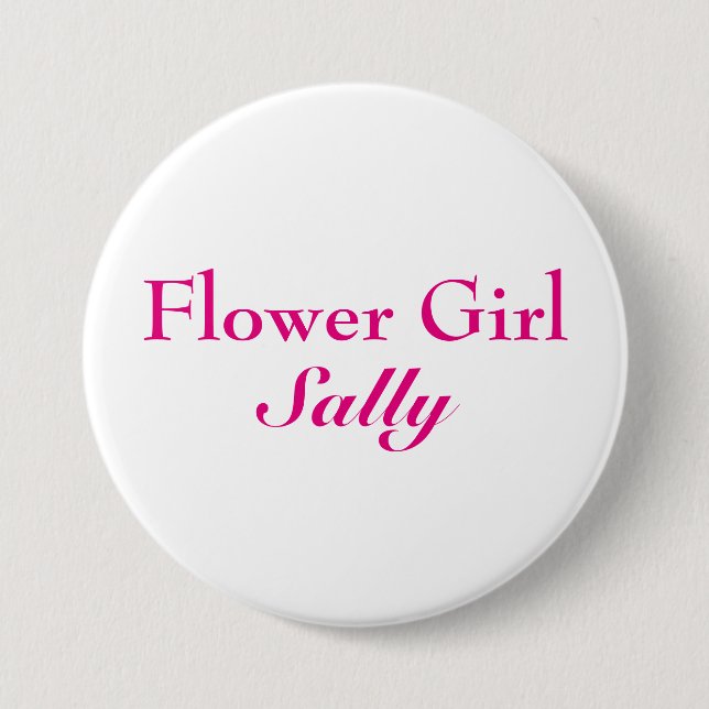 Pink Flower Girl Button (Front)