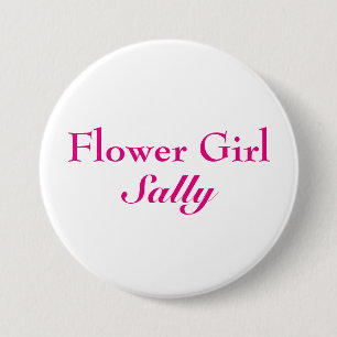 Pink Flower Girl Button