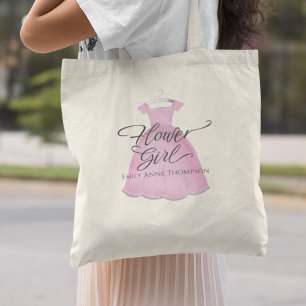 Pink Flower Girl Cute Dress Personalised Tote Bag