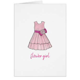 Pink Flower Girl Dress Wedding Bridal Party Card
