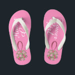 Pink Flower Girl Gown Bouquet Wedding Party Roses Kid's Flip Flops<br><div class="desc">Flip flops feature an original marker illustration of a pretty pink floral ball wedding bouquet, with FLOWER GIRL in a fun font. Perfect for the bridal party! Designer is available to create and upload custom designs to match the colours and themes of your wedding--click "Ask this Designer" to begin the...</div>