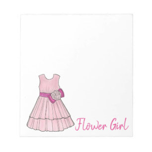 Pink Flower Girl Party Dress Wedding Party Gift Notepad