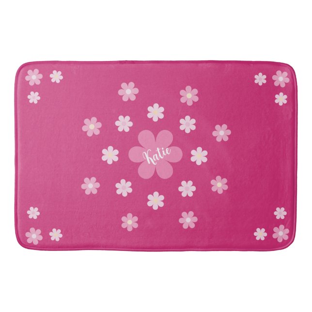  Pink Flower Glam- Bath Mat (Front)