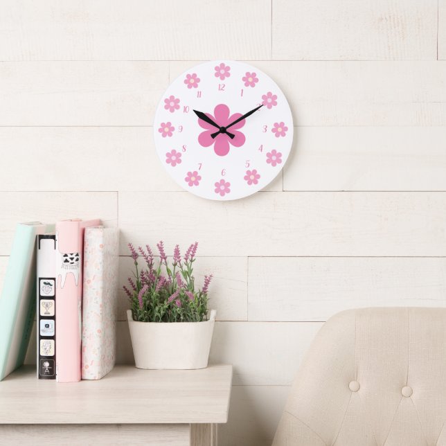  Pink Flower Glam- Large Clock (Reading Room)