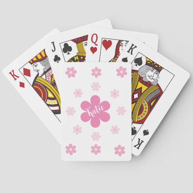  Pink Flower Glam- Playing Cards (Back)
