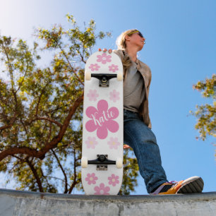 Pink Flower Glam- Skateboard