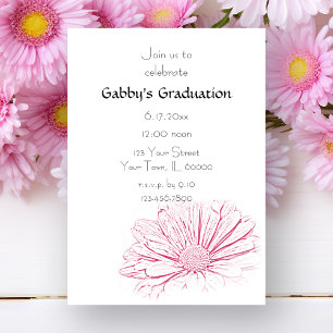 Pink Flower Graduation Party Invitation