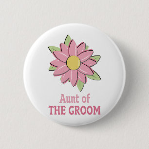 Pink Flower Groom Aunt 6 Cm Round Badge