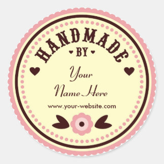 Pink Flower Handmade By Personalised Stickers