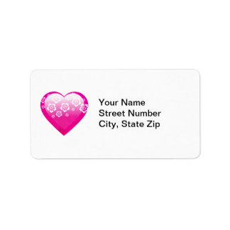 Pink Flower Heart Address Label
