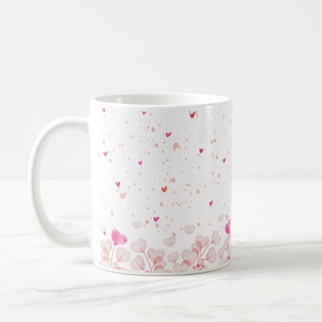 Pink Flower Heart Coffee Mug  (Left)