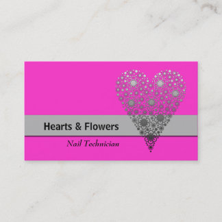 Pink Flower Heart Trendy Custom Business Cards