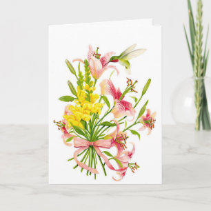 Pink flower hummingbird sympathy greeting card