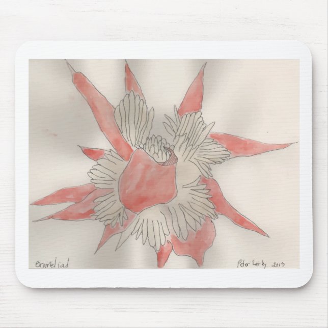Pink Flower Illustration Mouse Mat (Front)