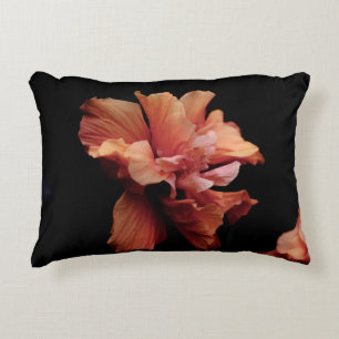 PINK FLOWER IN BLACK BACKGROUND DECORATIVE CUSHION