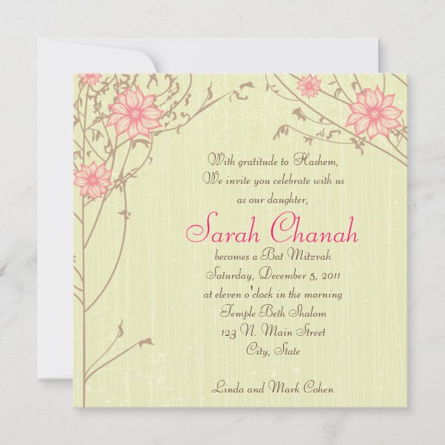 Pink Flower Invitation (Front)