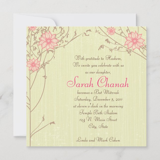 Pink Flower Invitation (Front)