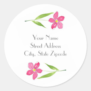 Pink Flower Labels