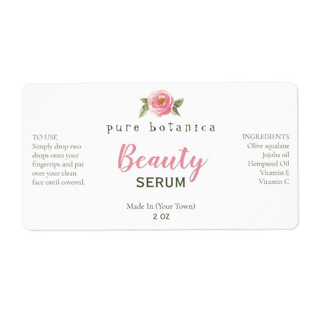Pink Flower Logo Face Serum Labels (Front)