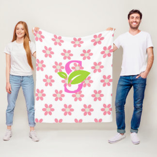 Pink flower logo fleece blanket