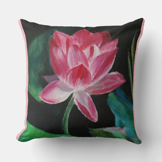Pink Flower Lotus Throw Pillow 51 cm x 51 cm (Front)