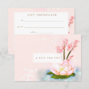 Pink Flower Lotus Yoga Spa Gift Certificate Invitation