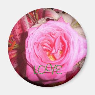 pink flower, LOVE Magnet