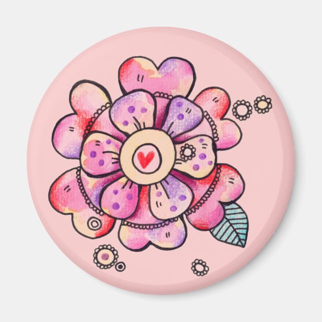 Pink Flower Magnet (Front)
