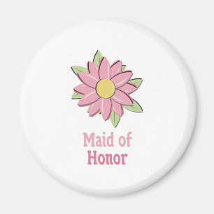 Pink Flower Maid of Honour Magnet