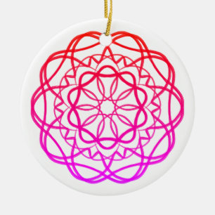 Pink Flower Mandala #3 Ceramic Tree Decoration