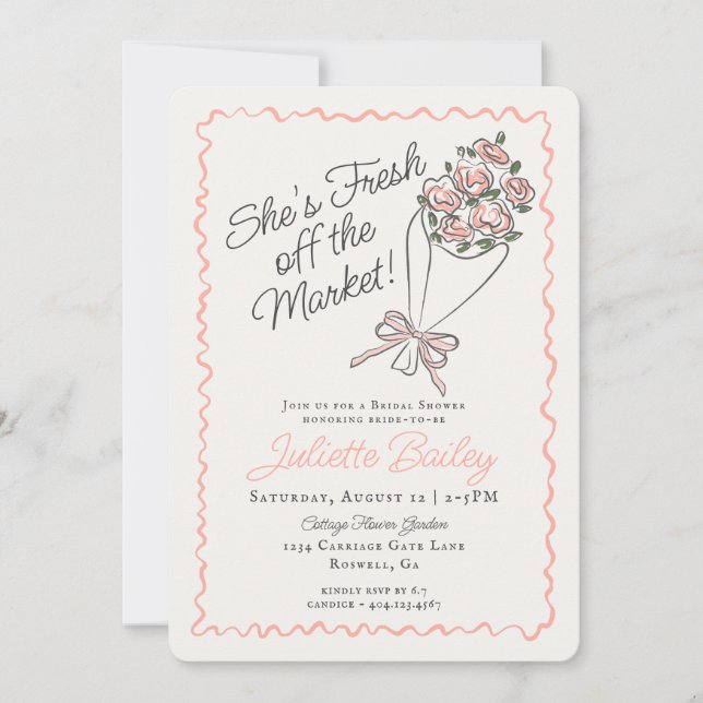 Pink Flower Market Floral Bridal Shower Invitation (Front)