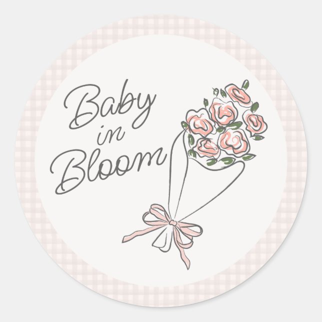 Pink Flower Market Fresh Floral Baby Shower Classic Round Sticker (Front)