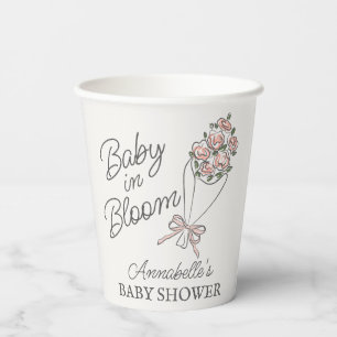 Pink Flower Market Fresh Floral Baby Shower Paper Cups